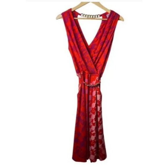 Anthropologie Yoana Baraschi Faux Wrap Bright Patterned Tie Waist Dress Size Med - Picture 4 of 6
